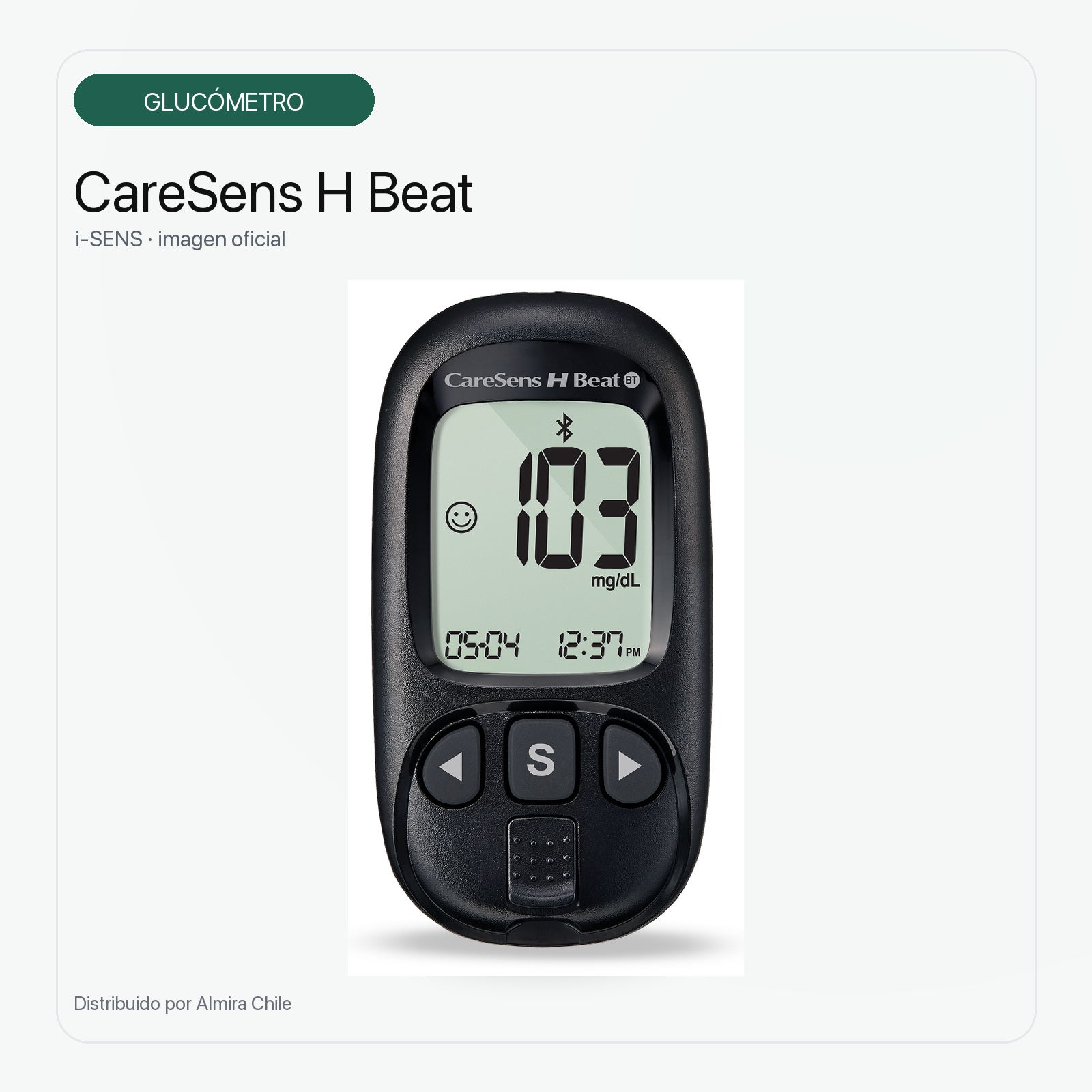 Glucómetro CareSens H Beat con Pantalla Clara y Eyector de Tira