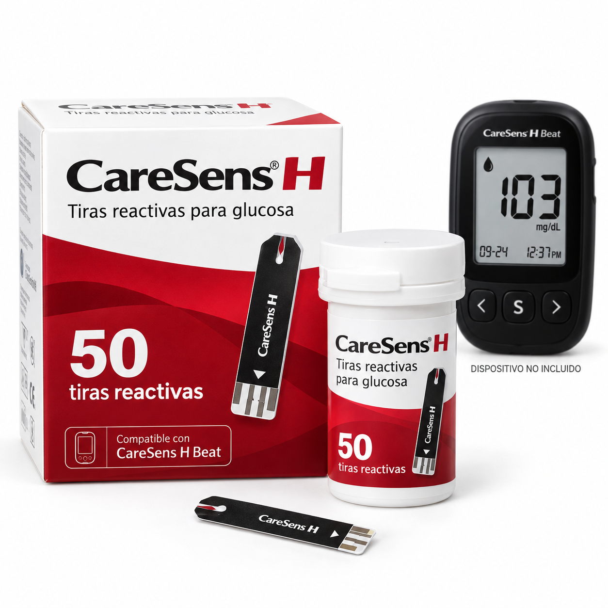 Tiras Reactivas CareSens H para Glucómetro H Beat – 50 Unidades