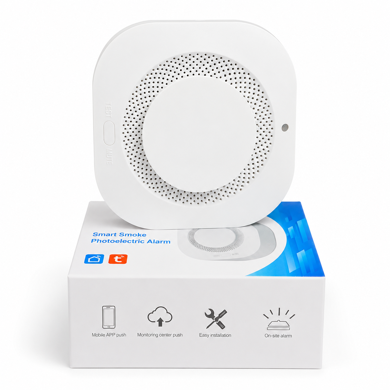 Detector de Humo Inteligente Wi-Fi con Sensor Fotoeléctrico, Alarma de 80dB y Control Remoto para Seguridad del Hogar