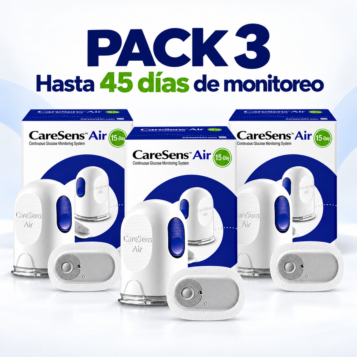 Pack 3 CareSens Air – Monitoreo Continuo de Glucosa hasta 45 Días