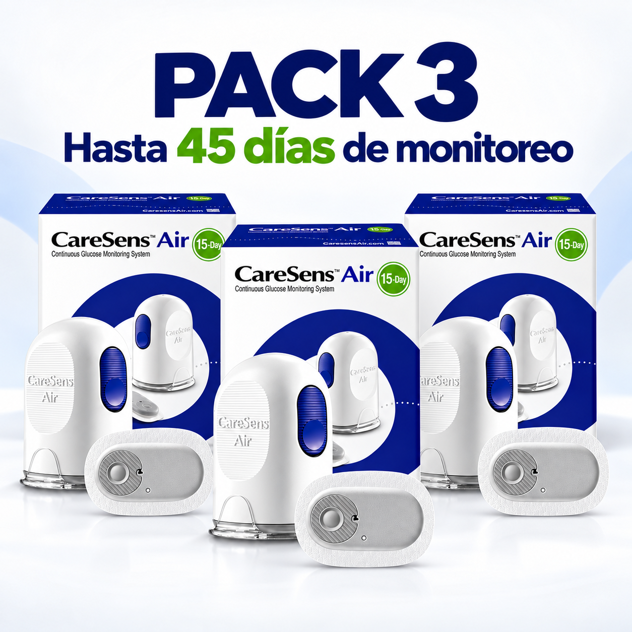 Pack 3 CareSens Air – Monitoreo Continuo de Glucosa hasta 45 Días
