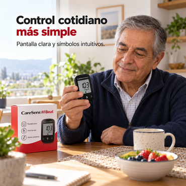 Glucómetro CareSens H Beat con Pantalla Clara y Eyector de Tira