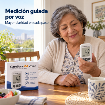 Glucómetro CareSens N Voice con Guía por Voz y Pantalla Grande